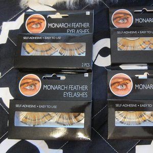 Set of 8 Pair of Monarch Feather Eyelashes Costume or Cosplay